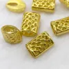 Golden hollowed-out rectangular beaded fashion versatile accessory, trendy and simple style plastic electroplated pendant clock, card head, pendant buckle, rope buckle, decorative buckle, DIY waistband rope head, hat rope head Application Scenario